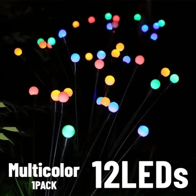 12LED SOLAR FIREFLY LIGHTS, OUTDOOR DECORATIVE LIGHTS MULTICOLOR-0