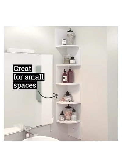 Eworld 5 Tier Floating Wall Mount Corner Shelve For Bedroom and Living Room-1