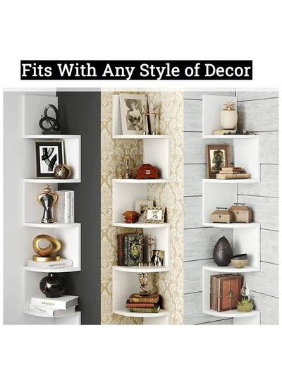 Eworld 5 Tier Floating Wall Mount Corner Shelve For Bedroom and Living Room-4