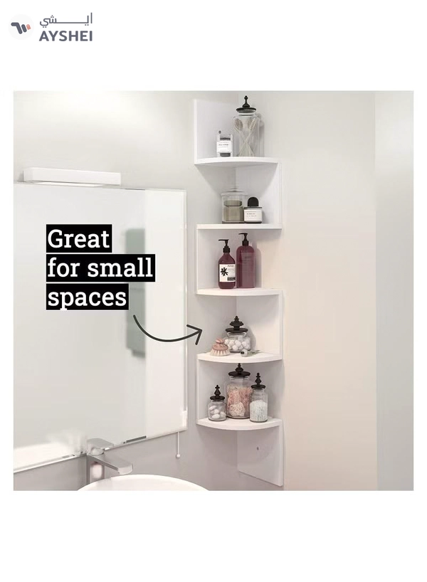 Eworld 5 Tier Floating Wall Mount Corner Shelve For Bedroom and Living Room
