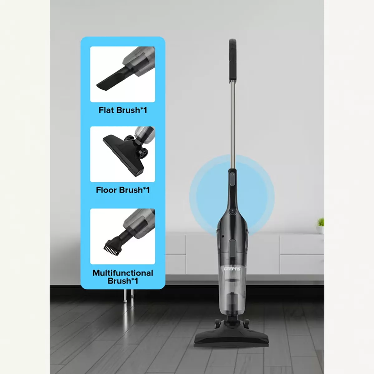 Geepas Stick And Handheld Vacuum Cleaner, HEPA Filter, 1.2L-3-3
