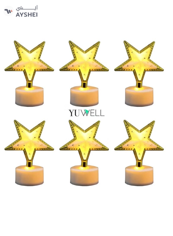 Yuwell Pack Of 12 Pcs Star Shape Mini Portable Night Light And Table Decor Lamp For Ramadan Light For Eid And Ramadan Decoration