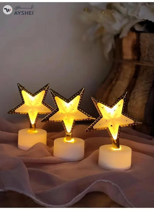 Yuwell Pack Of 12 Pcs Star Shape Mini Portable Night Light And Table Decor Lamp For Ramadan Light For Eid And Ramadan Decoration
