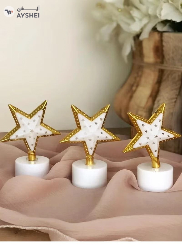 Yuwell Pack Of 12 Pcs Star Shape Mini Portable Night Light And Table Decor Lamp For Ramadan Light For Eid And Ramadan Decoration