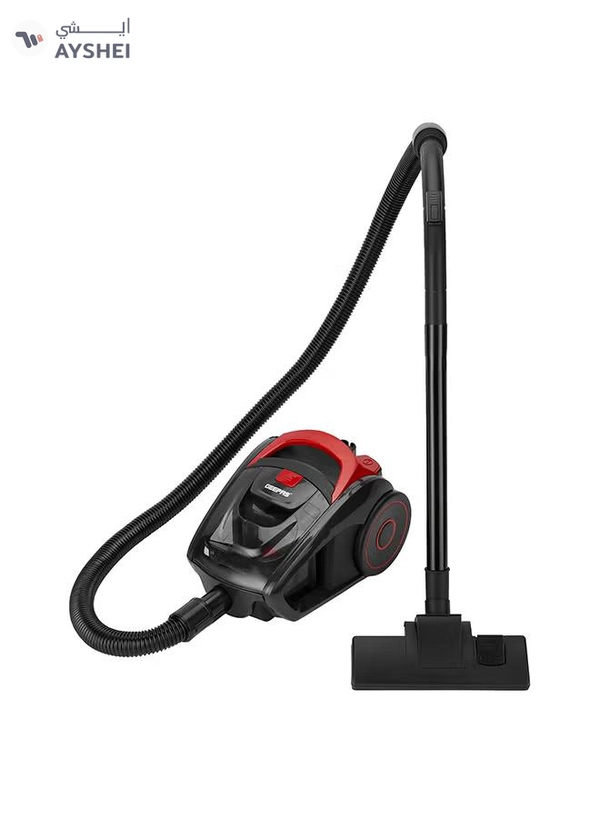 GEEPAS Cyclonic Vacuum Cleaner 1.5L Dust Bag Capacity, Lower Noise Design, Flexible Hose With handle Airflow Control, Pedal On/Off Switch, Automatic Cord Rewinder Function, Hepa Filtration System 1400 W GVC19024 Red Black