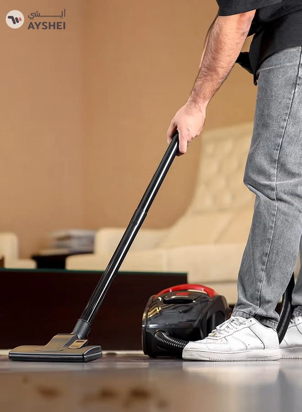 GEEPAS Cyclonic Vacuum Cleaner 1.5L Dust Bag Capacity, Lower Noise Design, Flexible Hose With handle Airflow Control, Pedal On/Off Switch, Automatic Cord Rewinder Function, Hepa Filtration System 1400 W GVC19024 Red Black