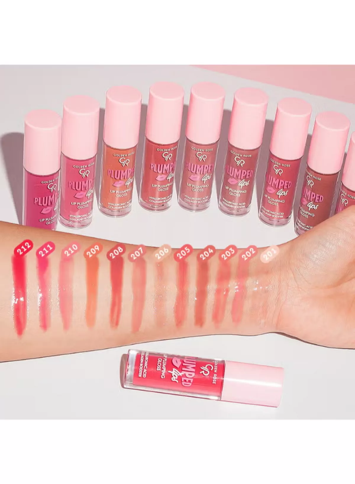 Golden Rose Plumped Lips Lip Plumping Gloss 211 Red Pink-2-2
