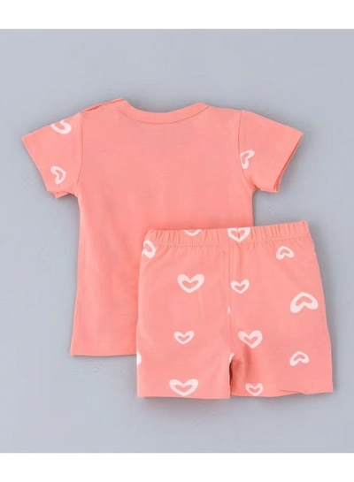 Babyqlo Printed T-Shirt And Shorts Set Peach-1