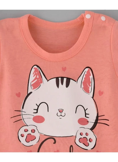 Babyqlo Printed T-Shirt And Shorts Set Peach-2
