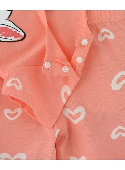 Babyqlo Printed T-Shirt And Shorts Set Peach-3