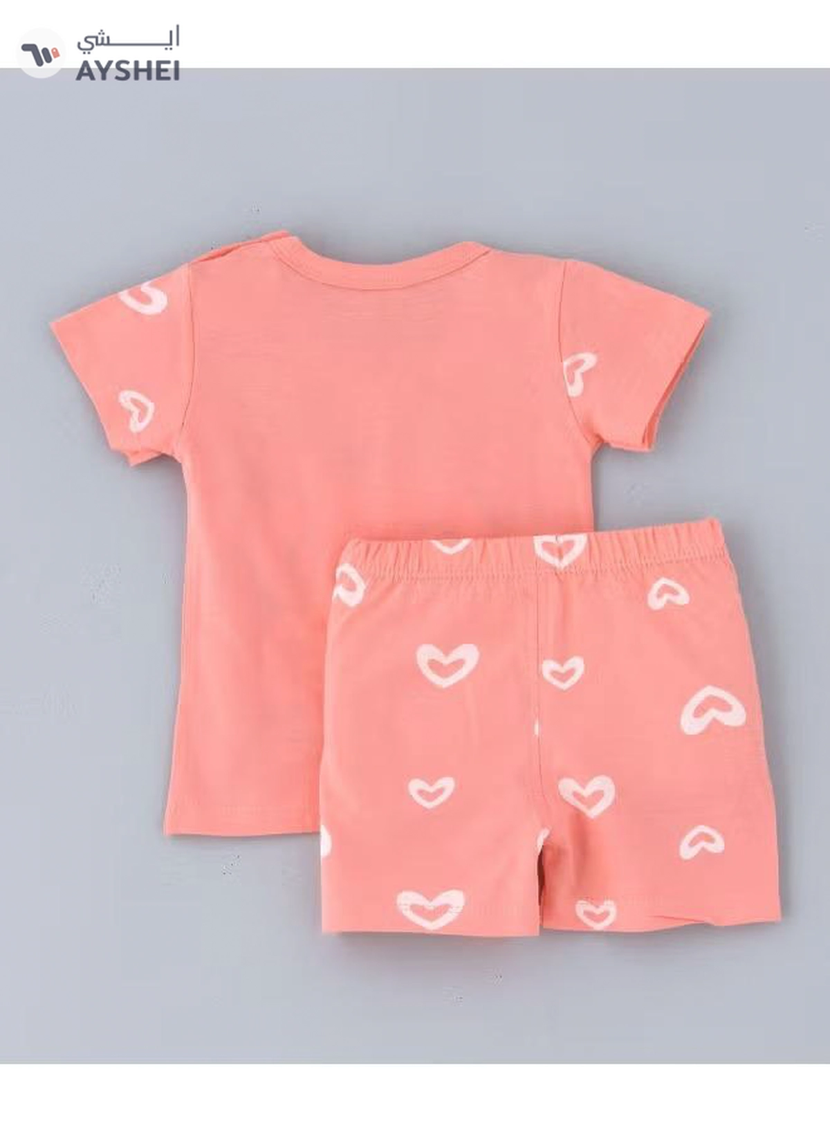 Babyqlo Printed T-Shirt And Shorts Set Peach-1-1