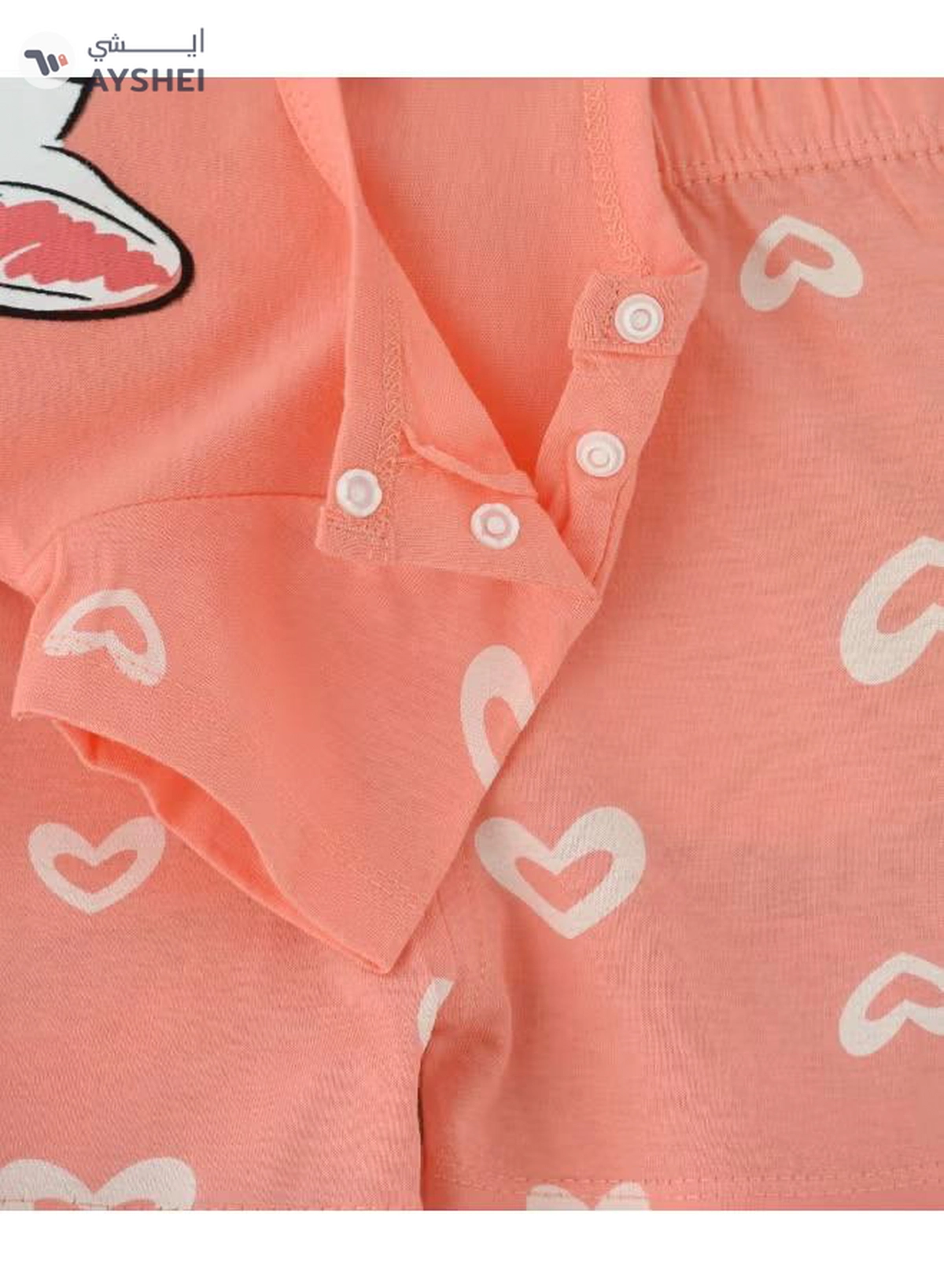 Babyqlo Printed T-Shirt And Shorts Set Peach-3-3