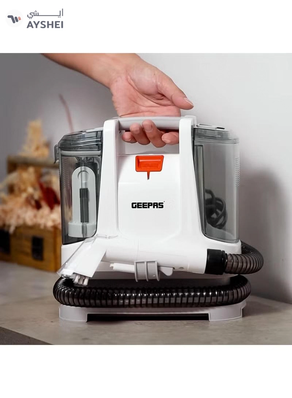 GEEPAS Portable Spot Cleaner-Dual Tank Design, 1.1 L and 0.5L Clean and Dirty Water Tanks/ 2 Cleaning Head Attachments, Lightweight and Compact Design, Perfect for Clean Carpets, Rugs, Upholstery etc 1.1 L 400 W GSC19051 White