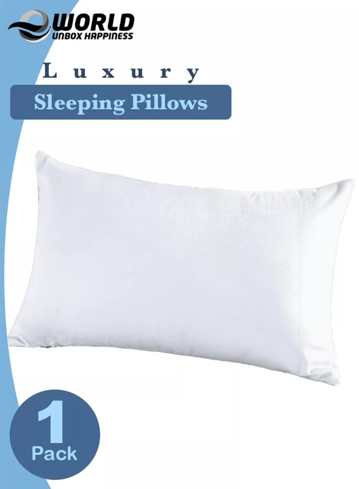 King Size Bed Pillow – Cooling Down Alternative Fill Pillow with 100% Cotton Cover, Soft & Supportive for Back, Side & Stomach Sleepers, 50x70 cm