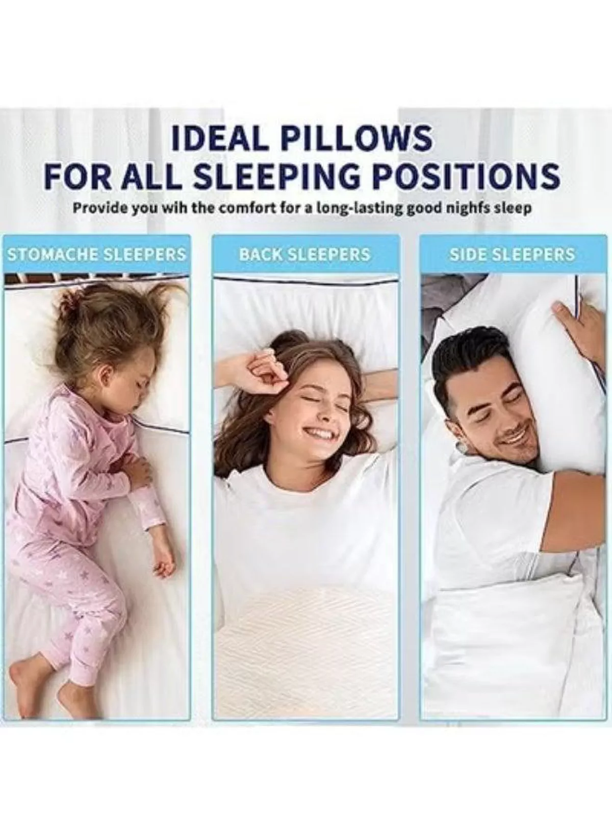 King Size Bed Pillow – Cooling Down Alternative Fill Pillow with 100% Cotton Cover, Soft & Supportive for Back, Side & Stomach Sleepers, 50x70 cm-5-5