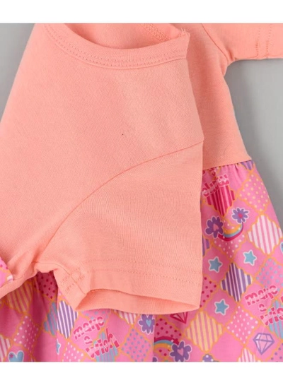  babyqlo One Shoulder Unicorn Printed Spaghetti Dress With Attached T-Shirt Pink-3