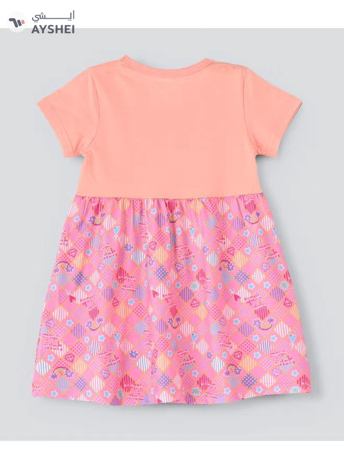  babyqlo One Shoulder Unicorn Printed Spaghetti Dress With Attached T-Shirt Pink-1-1