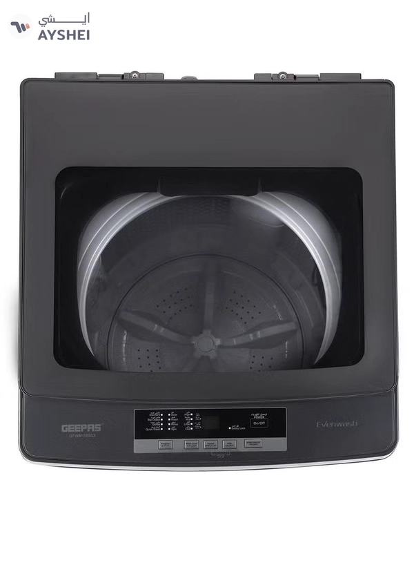 GEEPAS 10 kg Fully Automatic Top Loader Washing Machine | Auto-Imbalance, Gentle Fabric Care, Fuzzy Logic, Child Lock, Stainless Steel Drum | 1 Year Warranty 10 kg 550 W GFWM1109GX Black