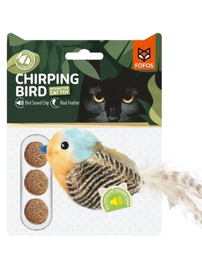  FOFOS Generic FOFOs Sound Chip Blue Bird with Catnip Balls Cat Toy-0