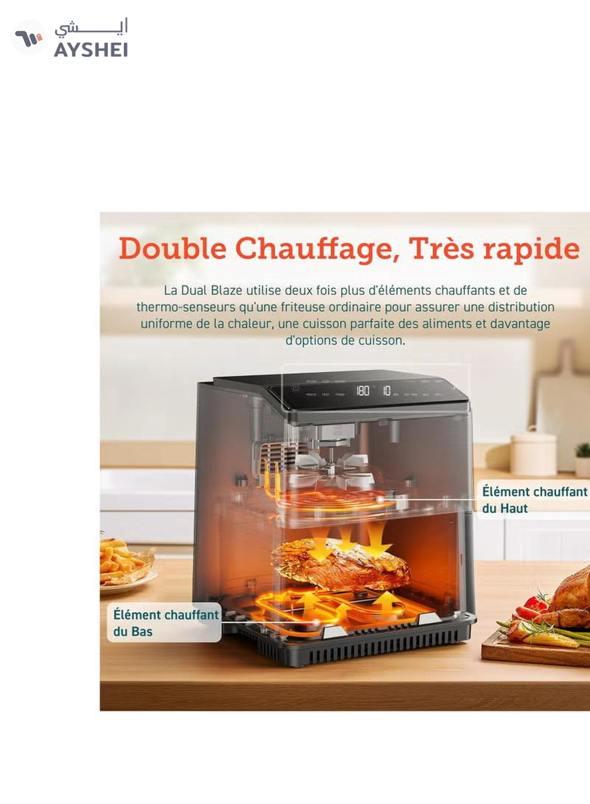 COSORI Smart Air Fryer Oven Dual Blaze 6.4L, Double Heating Elements, Cookbook, No Shaking & No Preheating, APP Control, 12 Functions, Air Fry, Roast, Bake, Reheat, Dishwasher Safe-2-2