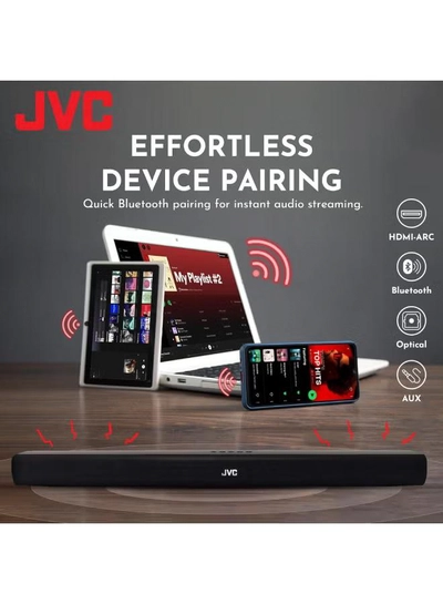 JVC 2.0CH Soundbar Plus Bluetooth, Usb, Fm Radio With 600W PMPO TH-N322B Black-1