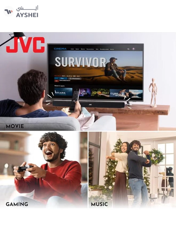 JVC 2.0CH Soundbar Plus Bluetooth, Usb, Fm Radio With 600W PMPO TH-N322B Black