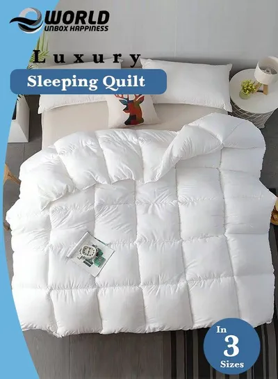 Cottage Style Microfiber Comforter Quilt, Ultra-Soft White Duvet for a Cozy Night's Sleep, Available in King (240x260 cm), Queen (220x240 cm), and Single (160x230 cm) Sizes-0