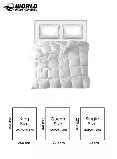 Cottage Style Microfiber Comforter Quilt, Ultra-Soft White Duvet for a Cozy Night's Sleep, Available in King (240x260 cm), Queen (220x240 cm), and Single (160x230 cm) Sizes-1