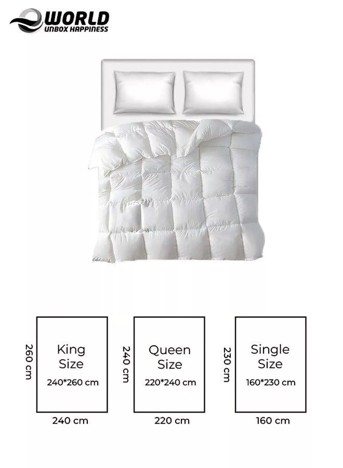 Cottage Style Microfiber Comforter Quilt, Ultra-Soft White Duvet for a Cozy Night's Sleep, Available in King (240x260 cm), Queen (220x240 cm), and Single (160x230 cm) Sizes-1-1