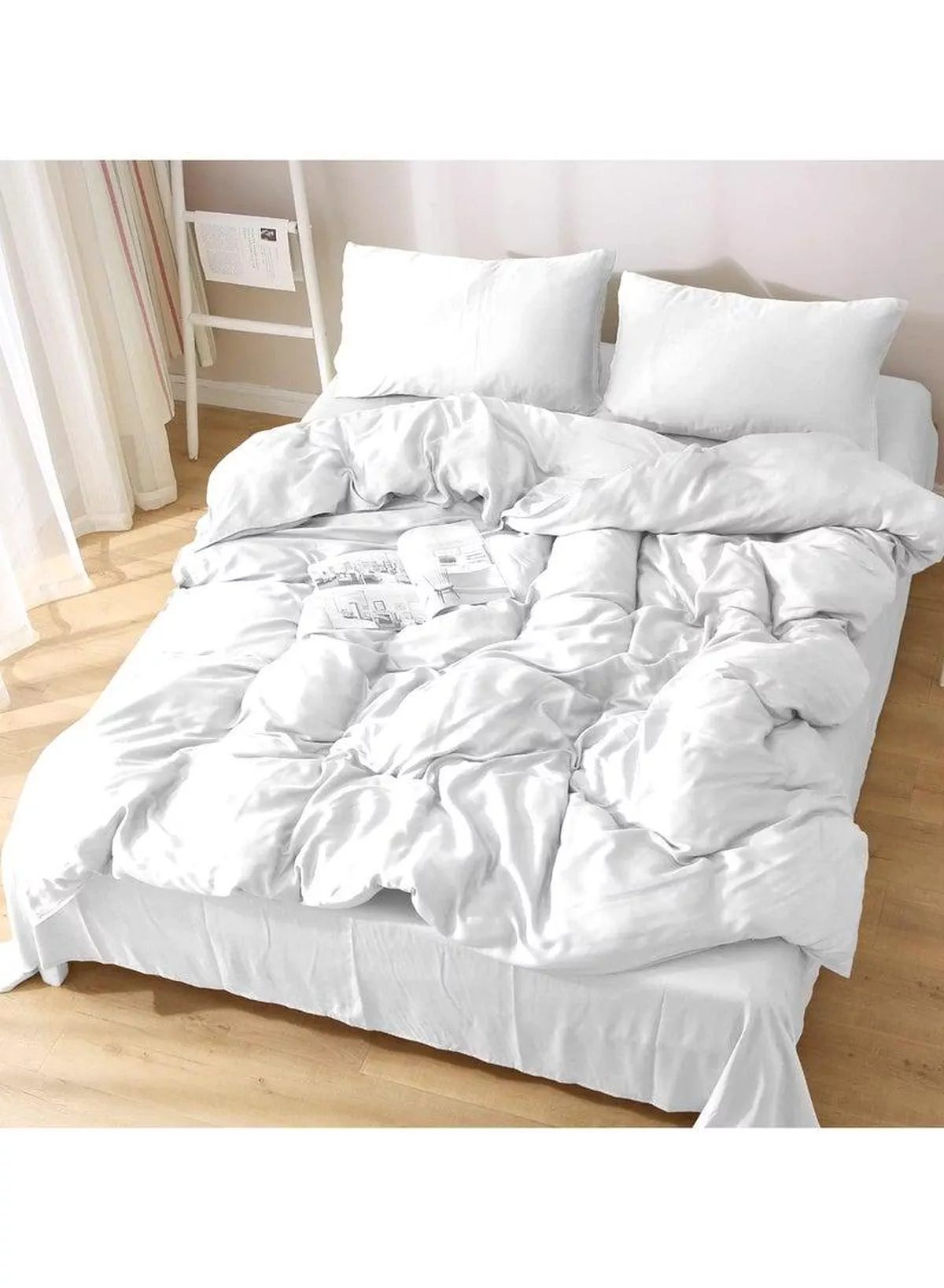 Cottage Style Microfiber Comforter Quilt, Ultra-Soft White Duvet for a Cozy Night's Sleep, Available in King (240x260 cm), Queen (220x240 cm), and Single (160x230 cm) Sizes-6-6