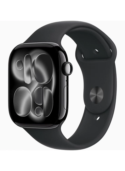 Apple Watch Series 11 GPS + Cellular 46mm (TDRA Version) Jet Black Aluminium Case With Black Sport Band - S/M-0