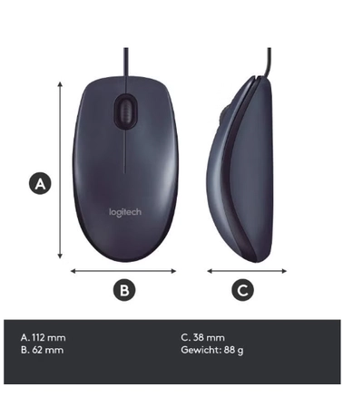 Logitech B100 Wired USB Mouse Black-3