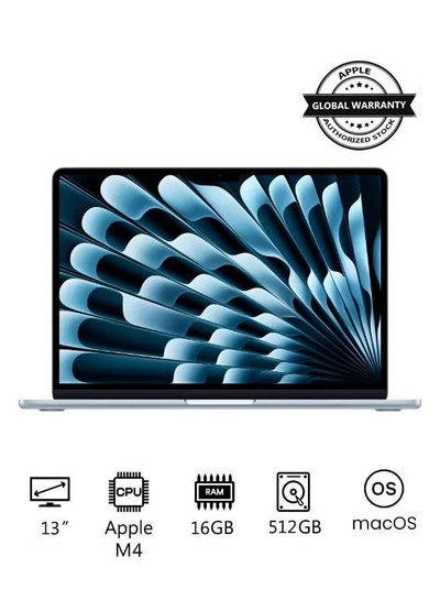 Apple New 2025 MacBook Air MC6U4 13-Inch Display, Apple M4 Chip 10-Core CPU 10-Core GPU Processor/16GB RAM/512GB SSD/macOS(International Version) English Sky Blue-0