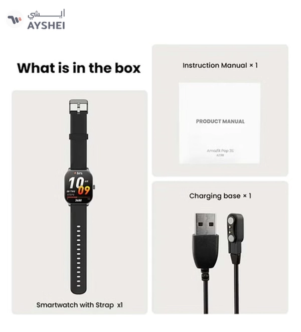 Amazfit Pop 3s Ultra-large 1.96" HD AMOLED Display,Fashionable Curved & Metallic Design