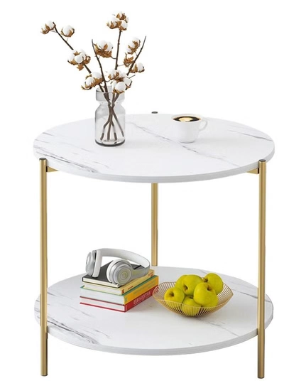 DubaiGallery Metal bedside coffee table end side table desk nordic marble glass home sofa tables light luxury -0