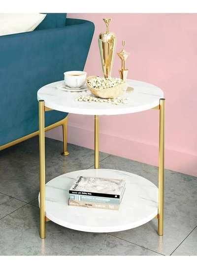 DubaiGallery Metal bedside coffee table end side table desk nordic marble glass home sofa tables light luxury -3