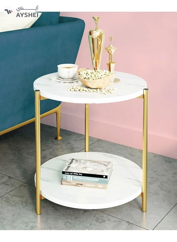 DubaiGallery Metal bedside coffee table end side table desk nordic marble glass home sofa tables light luxury 