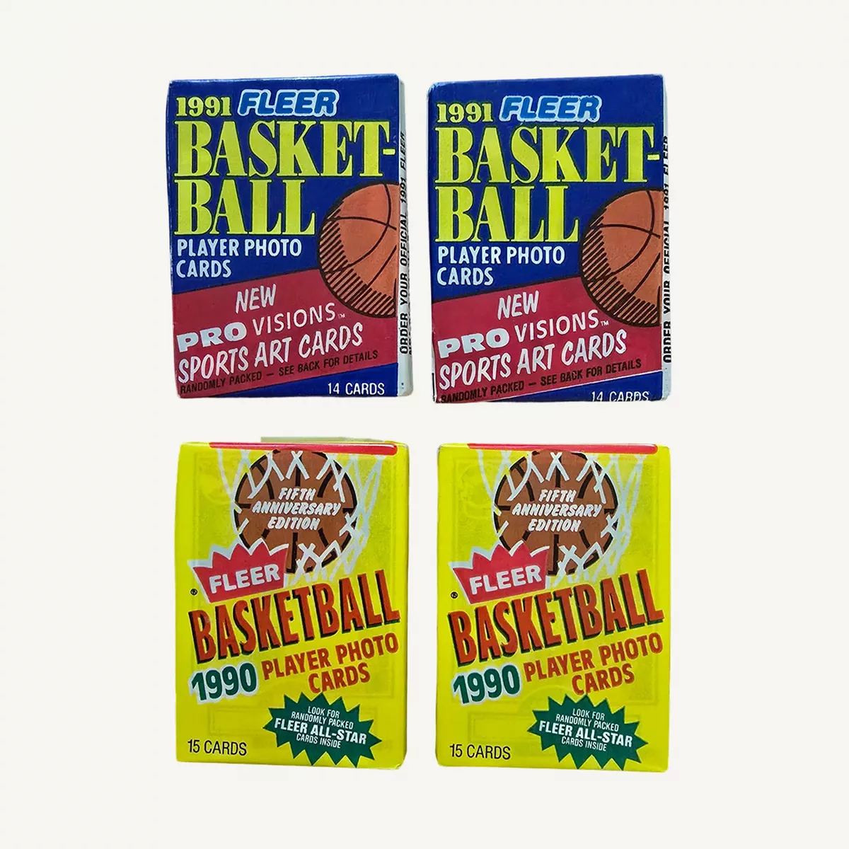 A vintage lot of 4 sealed Fleer Basketball packs-0-0