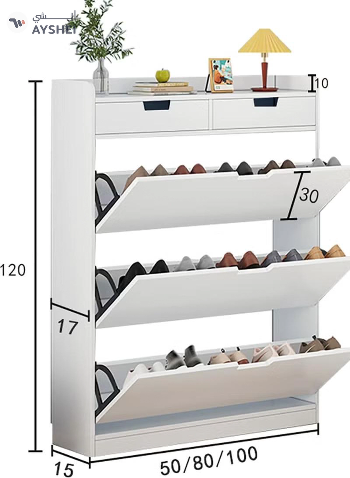 DubaiGallery Modern Luxury Hallway Closet, Stylish Simple Balcony Shoes and Slippers Rack, Wooden White-1-1