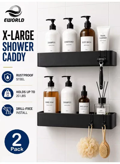 2-Piece Shower Caddy Bathroom Shelf, Self-Adhesive No-Drill Installation, Wall-Mounted Shower Organizer, Rustproof Stainless Steel Storage Rack for Bathroom, Toilet & Kitchen-0