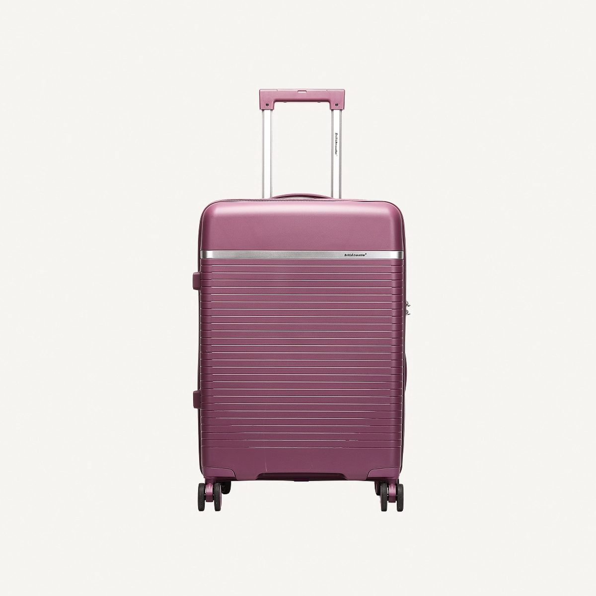 British Traveller 3-Piece Polypropylene Luggage Set | 20”, 24”, 28” Lightweight Suitcases with 360° Spinner Wheels, TSA Lock, Water & Scratch Resistant | Durable Hard Shell Trolley Bags with Telescopic Handle - Purple-4-4
