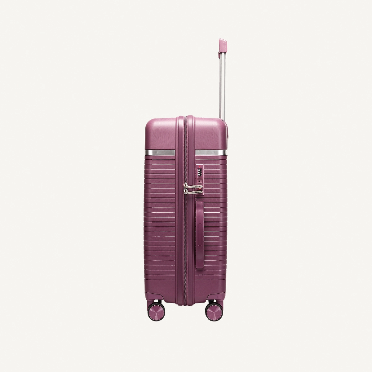 British Traveller 3-Piece Polypropylene Luggage Set | 20”, 24”, 28” Lightweight Suitcases with 360° Spinner Wheels, TSA Lock, Water & Scratch Resistant | Durable Hard Shell Trolley Bags with Telescopic Handle - Purple-1-1