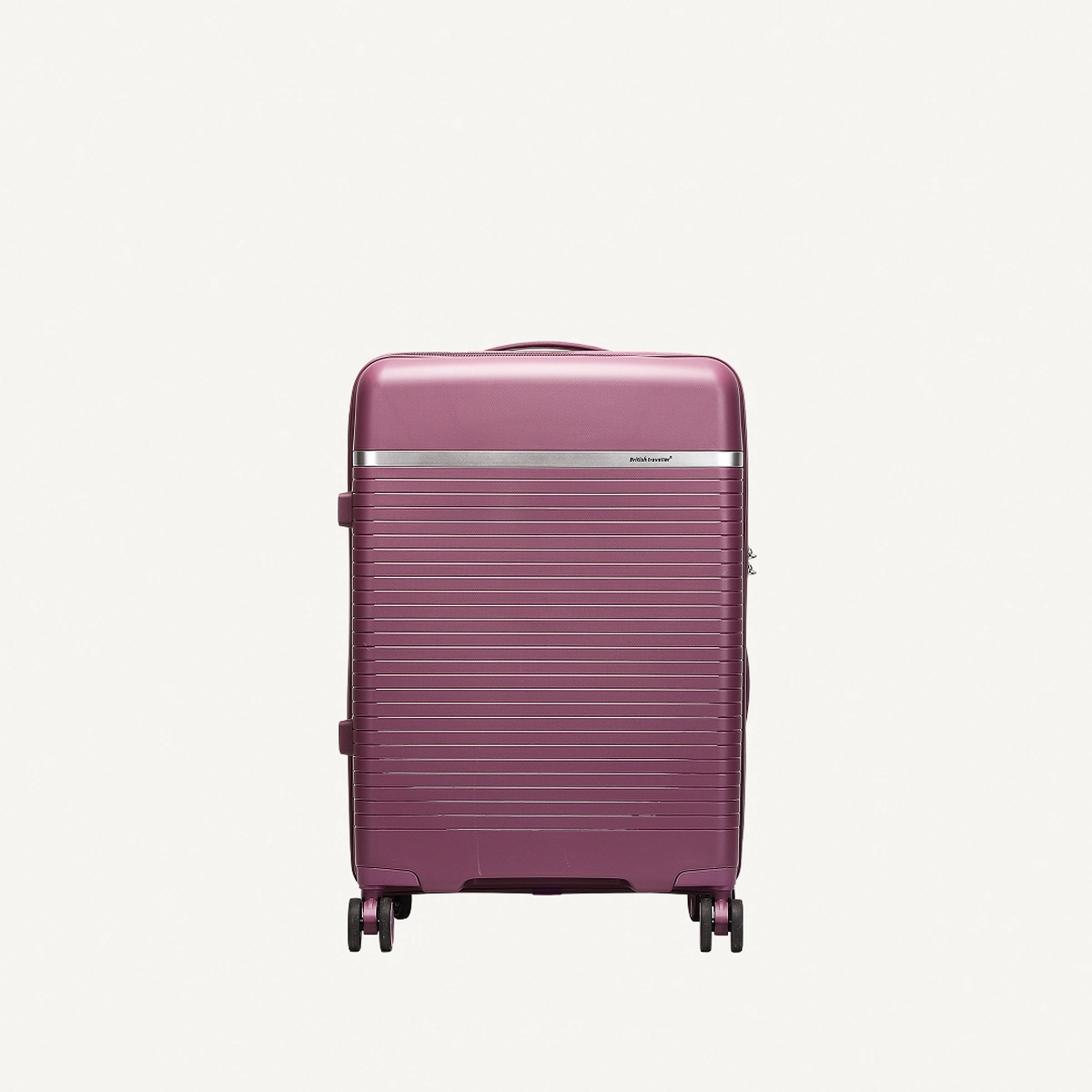 British Traveller 3-Piece Polypropylene Luggage Set | 20”, 24”, 28” Lightweight Suitcases with 360° Spinner Wheels, TSA Lock, Water & Scratch Resistant | Durable Hard Shell Trolley Bags with Telescopic Handle - Purple-3-3