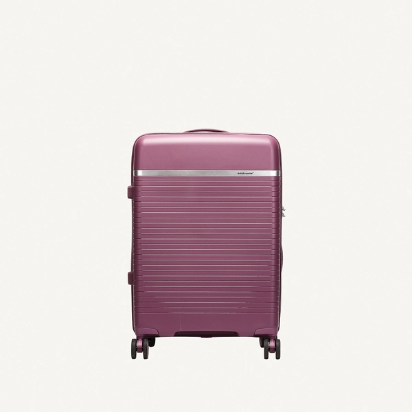 British Traveller 3-Piece Polypropylene Luggage Set | 20”, 24”, 28” Lightweight Suitcases with 360° Spinner Wheels, TSA Lock, Water & Scratch Resistant | Durable Hard Shell Trolley Bags with Telescopic Handle - Purple