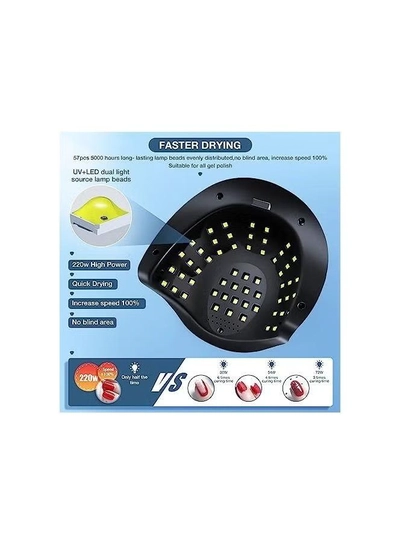 ORiTi 220W LED UV Light Dryer for Nails Gel Polish with 57 Lamp Beads 4 Timer Setting -1