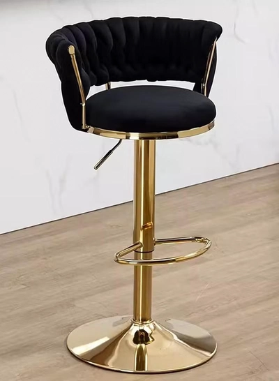 DubaiGallery Luxury bar Stool,Modern Round Adjustable Reception Chair, Gold Velvet Bar Chair, Kitchen -0