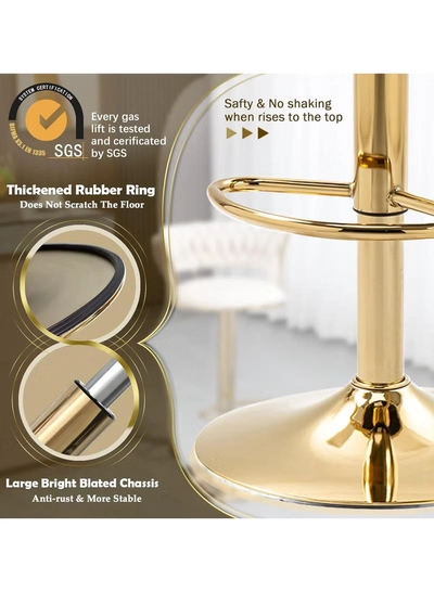 DubaiGallery Luxury bar Stool,Modern Round Adjustable Reception Chair, Gold Velvet Bar Chair, Kitchen -2