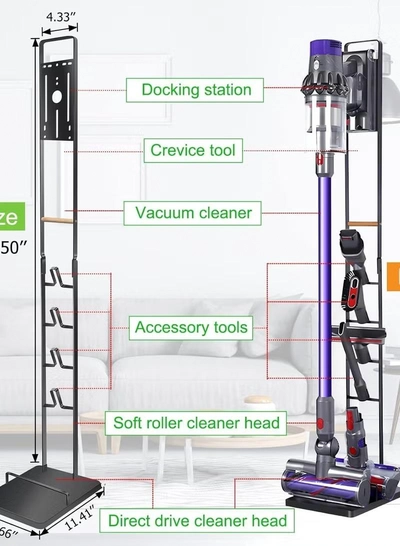 Eworld Premium Floor Docking Dyson Stand for Cordless Vacuum Cleaners with Wheels-3