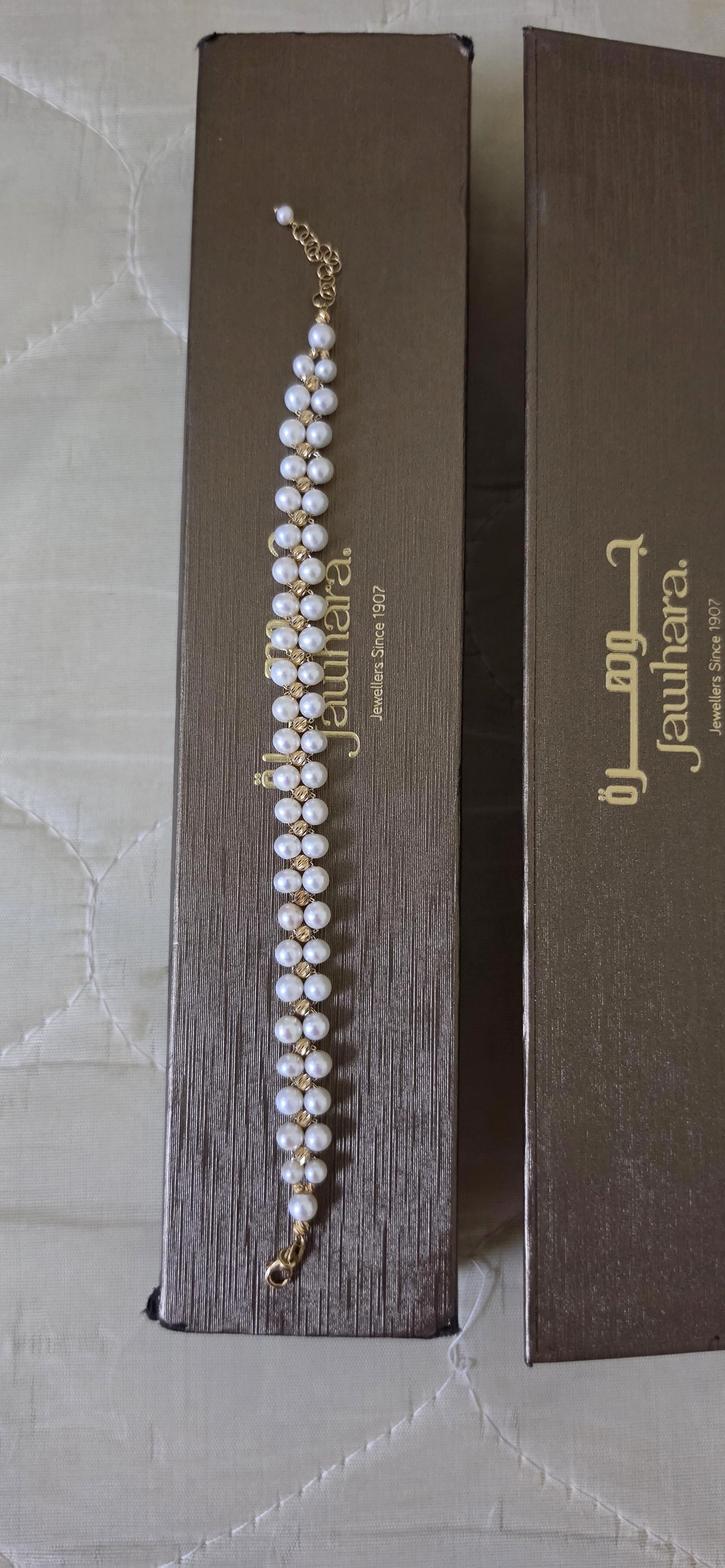 18k Jawhara Elegant Pearl and Gold-Tone Bracelet-3-3