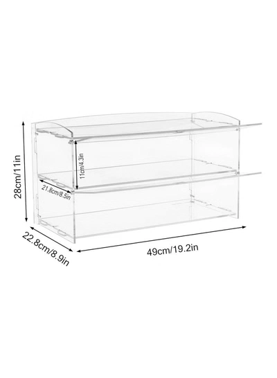 Eworld 2-Tier Clear Acrylic Display Cabinet -1